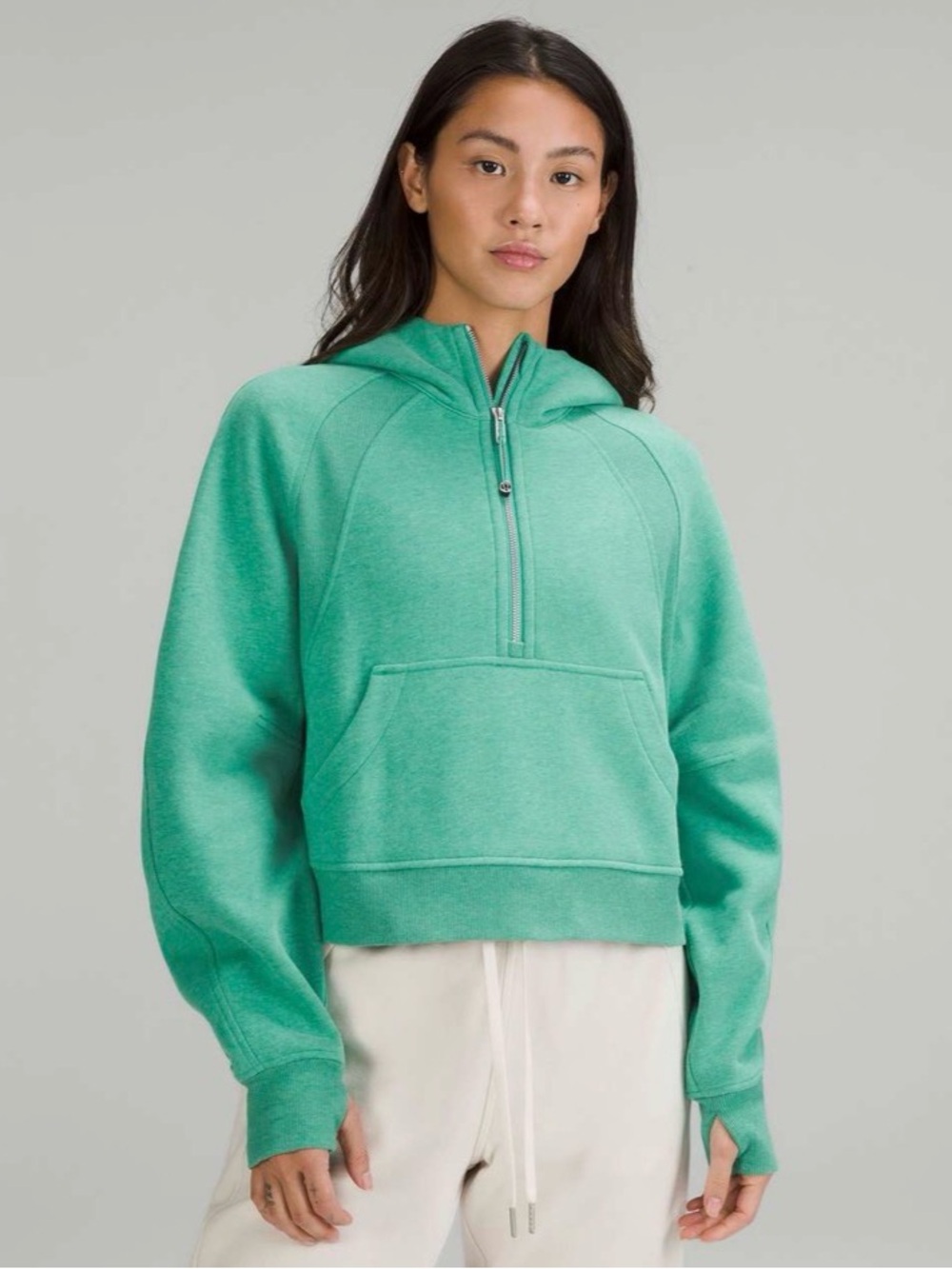 NWT Lululemon Scuba Oversized Half-Zip Hoodie Heathered Green XS/S